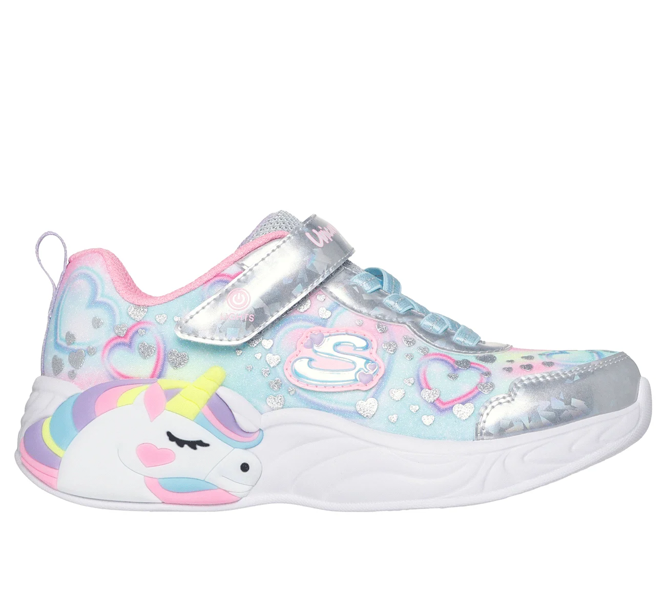 Παιδικά αθλητικά Skechers S-Lights: Unicorn Dreams - Heart Sparkles 303063L-SMLT Ασημί χρώμα