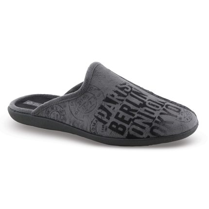 Ανδρική χειμερινή παντόφλα FAME NL1778 Γκρι-Μαύρο χρώμα