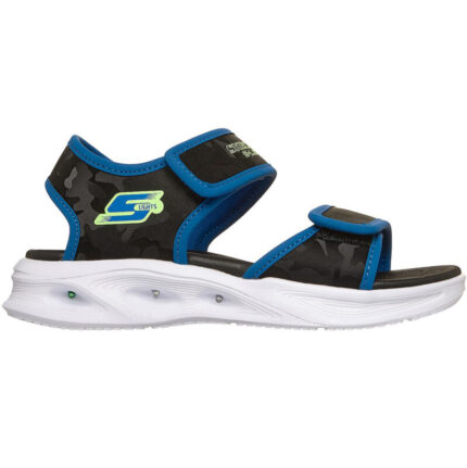 Πέδιλο Skechers JR Double Strap Multi-Colored Lighted River 407010L-BKBL Μαύρο χρώμα