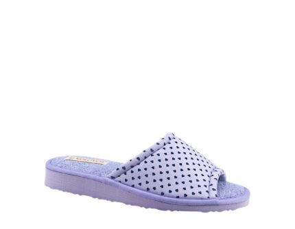 Γυναικεία πετσετέ καλοκαιρινή παντόφλα Kolovos 34541 Καρδούλες Μωβ χρώμα