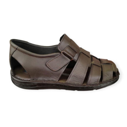 Δερμάτινο ανδρικό παπουτσοπέδιλο Antrin 670004 Καφέ χρώμα