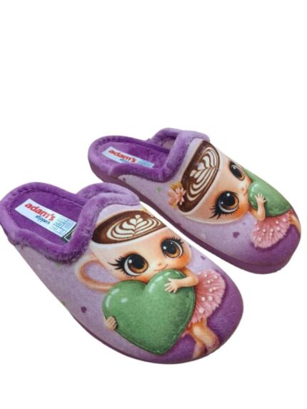 Παιδική χειμερινή παντόφλα adam's Shoes 624-26718-39 Λιλά χρώμα