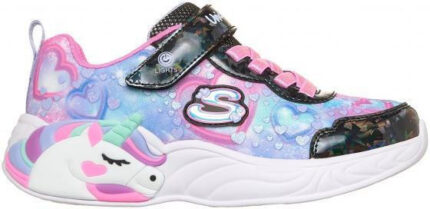 Παιδικό αθλητικό Skechers Girl's S-Lights Unicorn Dreams Heart Sparkles 303063LC-BKMT Μαύρο χρώμα